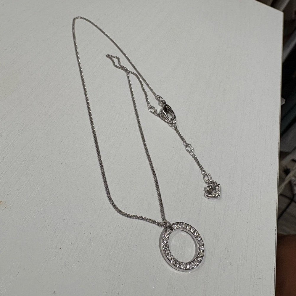 Authentic Swarovski Silver Pendant Necklace with Crystal Accents